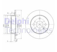 2x Disco freno pieno BG3403 DELPHI per OPEL CHEVROLET