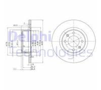 Delphi Disco freno BG3621 posteriore pieno Kit 2 pezzi per Citroën