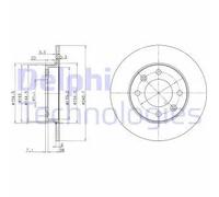 2x Disco freno pieno BG3653 DELPHI per CITROËN PEUGEOT