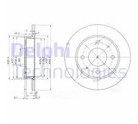 2x Disco freno pieno BG3971 DELPHI per SMART MITSUBISHI