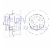 Delphi Disco freno BG4025C posteriore pieno Ø265 mm per Mazda 3 2 pezzi
