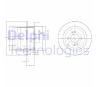 Delphi Disco freno BG4097 posteriore pieno - 2 pezzi per KIA/Hyundai