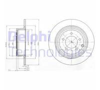 Delphi Disco freno BG4169 posteriore, pieno, kit 2 pezzi per Chrysler Citroën Dodge Jeep Mitsubishi