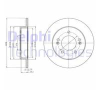 2x Disco freno pieno BG4310 DELPHI per HYUNDAI KIA