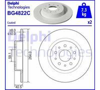2x Disco freno pieno BG4822C DELPHI per FIAT 500L TIPO Tre volumi TIPO Hatchback