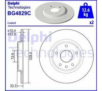 2x Disco freno pieno BG4829C DELPHI per FIAT LANCIA DODGE CHRYSLER