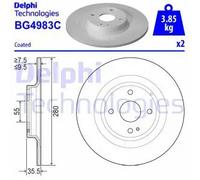 2x Disco freno pieno BG4983C DELPHI per MAZDA FIAT ABARTH