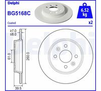 2x Disco freno pieno BG5168C DELPHI per RENAULT CLIO V