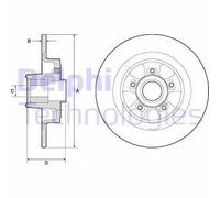 2x Disco freno pieno BG9133RS DELPHI per RENAULT CLIO III