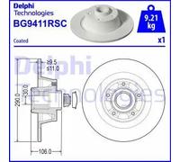Disco freno DELPHI BG9411RSC posteriore, pieno, 1 Pezzo