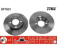 2x Disco freno pieno DF1521 TRW per AUDI 80 B3 Tre volumi 100 C3 Tre volumi