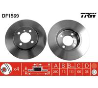 Disco freno TRW DF1569 anteriore, pieno, 1 Pezzo
