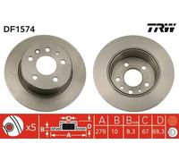 2x Disco freno pieno DF1574 TRW per MERCEDES-BENZ PONTON HECKFLOSSE /8 CLASSE S