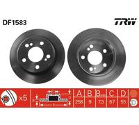 2x Disco freno pieno DF1583 TRW per MERCEDES-BENZ 190 124 Tre volumi CLASSE E