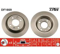 2x Disco freno pieno DF1669 TRW per SAAB 900 I Combi Coupe 9000 Hatchback 900 I