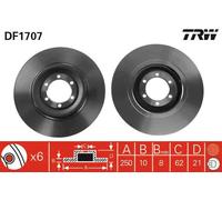 2x Disco freno pieno DF1707 TRW per ALFA ROMEO 75 90 ALFETTA GIULIETTA GTV