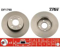2x Disco freno pieno DF1790 TRW per LANCIA FIAT ALFA ROMEO