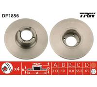 2x Disco freno pieno DF1856 TRW per AUSTIN ROVER INNOCENTI
