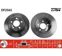 2x Disco freno pieno DF2563 TRW per MERCEDES-BENZ 124 Tre volumi CLASSE E