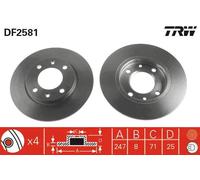 2x Disco freno pieno DF2581 TRW per CITROËN PEUGEOT