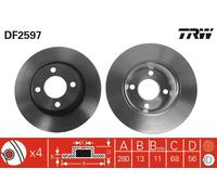 2x Disco freno pieno DF2597 TRW per AUDI COUPE B3 80 B4 Tre volumi 80 B4 Avant