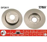 Disco freno TRW DF2611 anteriore, pieno, 1 Pezzo