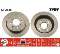 2x Disco freno pieno DF2646 TRW per ROVER HONDA MG LOTUS