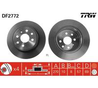 2x Disco freno pieno DF2772 TRW per OPEL VECTRA B Hatchback VECTRA B