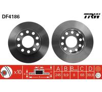 2x Disco freno pieno DF4186 TRW per AUDI SEAT