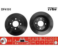 2x Disco freno pieno DF4191 TRW per HONDA ACURA