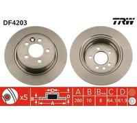 2x Disco freno pieno DF4203 TRW per ROVER MG