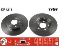 2x Disco freno pieno DF4218 TRW per JAGUAR FORD