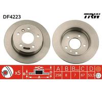 2x Disco freno pieno DF4223 TRW per MERCEDES-BENZ VANEO CLASSE A