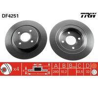 TRW Dischi freno DF4251 – Coppia posteriori pieni per Ford Focus I