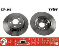 2x Disco freno pieno DF4263 TRW per MERCEDES-BENZ CLASSE E T-Model CLASSE E CLS
