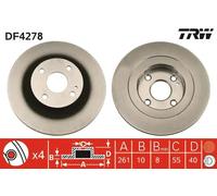 2x Disco freno pieno DF4278 TRW per MAZDA 323 S VI Tre volumi 323 F VI Hatchback