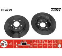 2x Disco freno pieno DF4279 TRW per SAAB 9-5 9-5 Familiare