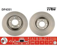 Disco freno TRW LUC DF4351 posteriore, pieno, 1 Pezzo