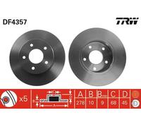 2x Disco freno pieno DF4357 TRW per NISSAN ALMERA TINO PRIMERA Hatchback PRIMERA