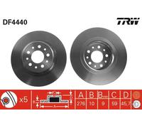 2x Disco freno pieno DF4440 TRW per ALFA ROMEO 156 Sportwagon 156 GT 147