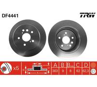 2x Disco freno pieno DF4441 TRW per TOYOTA RAV 4 II