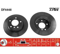 2x Disco freno pieno DF4448 TRW per BMW 1