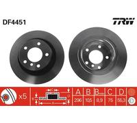 2x Disco freno pieno DF4451 TRW per BMW 3 1 3 Coupé