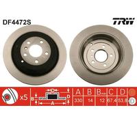 TRW Disco freno DF4472S Coppia Posteriore Pieno Ø330 mm per Mercedes Classe M e R