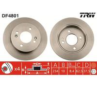 2x Disco freno pieno DF4801 TRW per KIA HYUNDAI