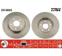 2x Disco freno pieno DF4805 TRW per MERCEDES-BENZ CLASSE C Coupé CLASSE C
