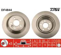 2x Disco freno pieno DF4844 TRW per VOLVO S80 II XC70 I Cross Country