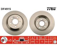 2x Disco freno pieno DF4915 TRW per MERCEDES-BENZ CLASSE S SL