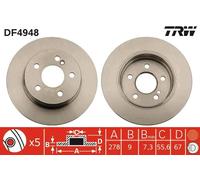 Disco freno TRW DF4948 per MERCEDES-BENZ C-CLASS (W204) 1.8 2007-2014