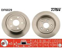 Disco freno TRW DF6029 posteriore, pieno, 1 Pezzo